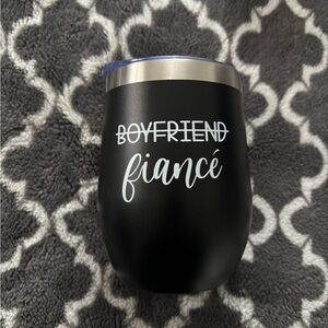 Black 'Fiancé' Insulated Wine Tumbler - Stylish Stemless Travel Cup